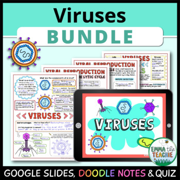 Preview of Viruses Bundle - Google Slides Activities, Doodle Notes and Quiz