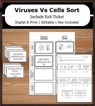 Preview of Viruses vs Cells Comparison Sort: Includes Exit Ticket | Digital & Print Version