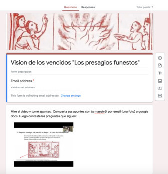 Preview of Visión de los Vencidos Los presagios funestos AP Spanish Literature Sub Plans