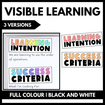 Preview of Visible Learning: Freebie - Learning Intention + Success Criteria