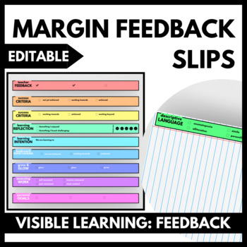 Preview of Margin Feedback Slips: Visible Learning [EDITABLE]