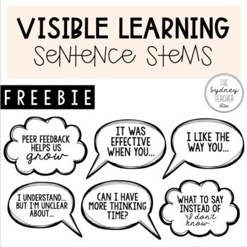 Preview of Visible Learning Sentence Stems FREEBIE