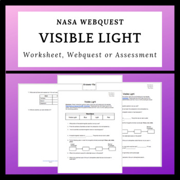 Preview of Visible Light: NASA Webquest, Worksheet or Assessment
