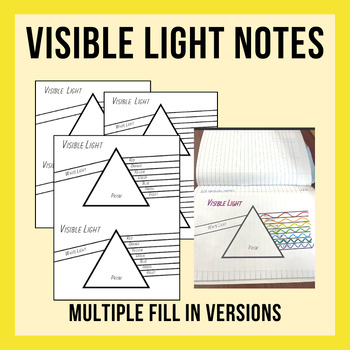 Preview of Visible Light Interactive Notes - Electromagnetic Spectrum Notes