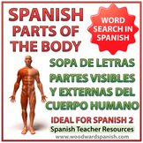 Visible Parts of the Body in Spanish Word Search