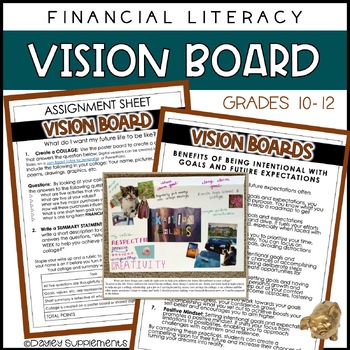 Preview of Vision Board - Priorities, Values, Goals, Wants, Needs - Financial Literacy