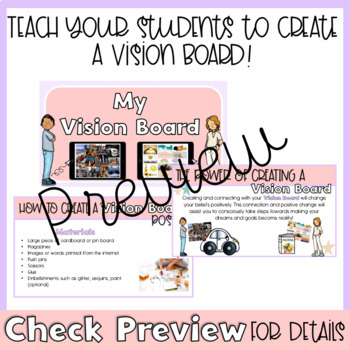 Vision Board Guide, Planning and Reflection activities for Goal Setting