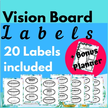 Vision Board Labels by Outdoor Learning Hub | TPT