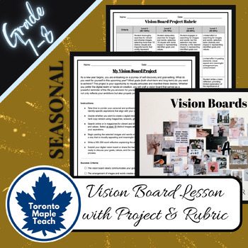 Preview of Vision Board Lesson and Project with Rubric