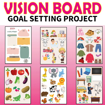 Preview of Vision Board Project for Kids -Goals Setting Activity for Students-Goals Project