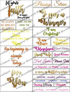 Vision Board Quote Cut outs | Quote Printable sheets | Wall ART Quote
