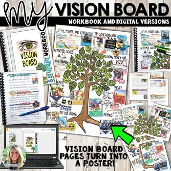 Preview of Vision Board Student Workbook, Goal Setting, New Year's Resolutions
