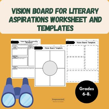 Preview of Vision Board for Literary Aspirations Worksheet and Templates