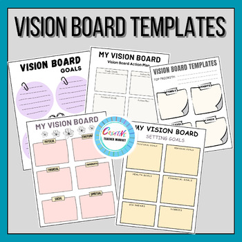 Vision Board templates, 2024 project lesson, goal setting | TPT