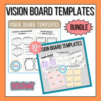 Preview of Vision Board templates for students BUNDLE, project , lesson, 2024 goal setting