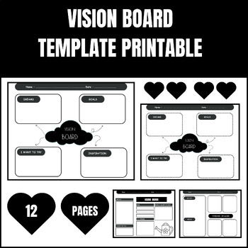 Preview of Vision Board visualize dreams goal setting template for 4th - 12th