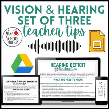 Preview of Vision & Hearing Teacher Tips Cards