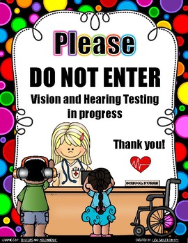 Preview of Vision and Hearing Screening/Testing DO NOT DISTURB Signs