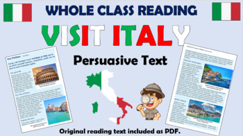 Preview of Visit Italy Persuasive Text - Whole Class Reading Session!