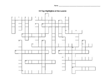Visiting the Louvre Museum: 15 Top Highlights Crossword Puzzle TPT