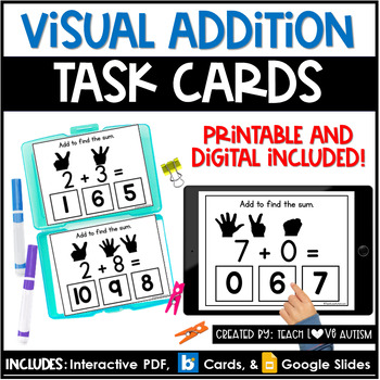 Preview of Visual Addition | Addition | Math Printable Task Cards | Boom Cards