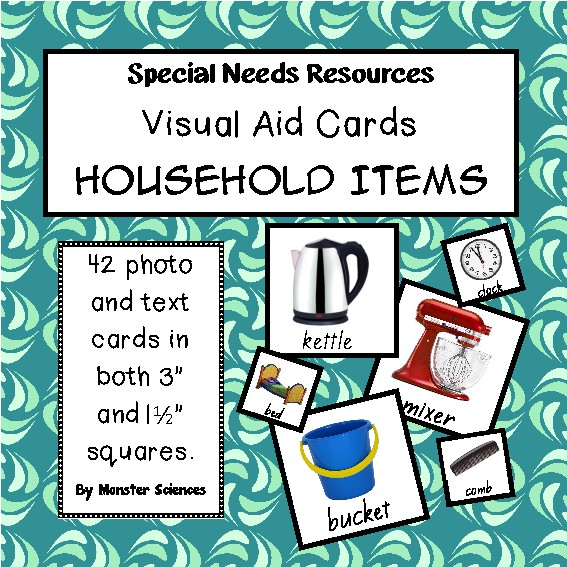 Visual Aid Photo Cards (PECS) - Household Items by Monster School