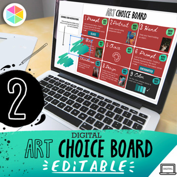 Preview of Visual Art Choice Board 2 | Editable | 9 Prompts and Inspiration Slides!