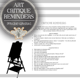 Visual Art Critique Handout: Critique Reminders and Talkin