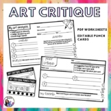 Visual Art Critique Worksheets | Editable punch cards