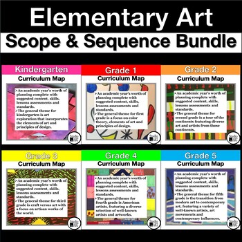 Preview of Elementary Art Curriculum Map | Kindergarten - Grade 5 Scope and Sequence Bundle