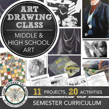 Preview of Drawing Art Curriculum Art Projects, Art Lessons, Shading Worksheets High School