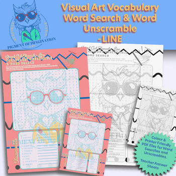 Preview of Elements of Art | Element of Line | Word Search & Unscramble Worksheets