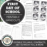 Art Class, Editable First Day of School Handouts, Contract