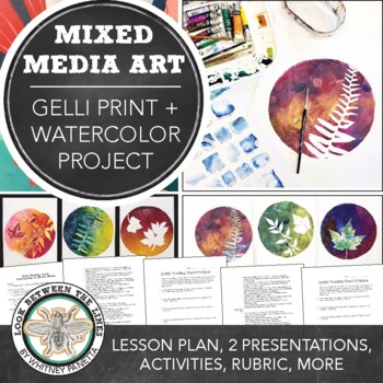 Preview of High School & Middle School Art Project: Watercolor Painting & Gelli Printmaking