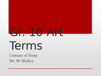 Preview of Visual Art Glossary of Terms