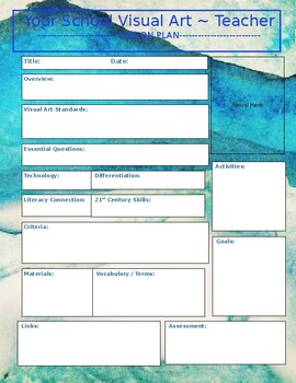 Preview of Visual Art Lesson Plan Template / Editable For All Grades/Subjects