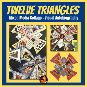 Preview of Mixed Media Collage "Twelve Triangles" Middle School Art High School Art Project