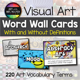Visual Art Word Wall Cards (With and Without Definitions)