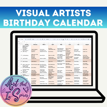 Preview of Visual Artists - Birthday Calendar - Celebrate Artists on their Birthdays!