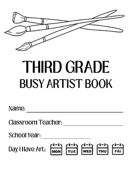 Preview of Visual Arts: 3rd, 4th and 5th Grade Sketchbook or Busy Artist Book (40 Prompts)