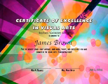 Preview of Visual Arts Achievement Certificate