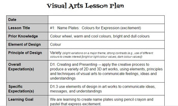 Preview of Visual Arts: Colour FULL UNIT PLAN (3-4 week unit)