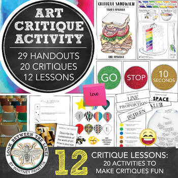 Preview of Elementary Middle High School Art Critique 20 Activities 12 Lessons 29 Worksheet