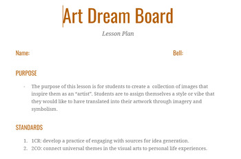 Preview of Visual Arts Dream Board Collage: Lesson Plan