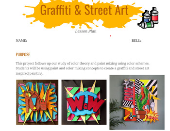 Preview of Visual Arts: Graffiti/Street Art Mixed Media Paint Relief Project - LESSON PLAN