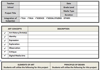 Preview of Visual Arts Lesson Plan Template-Word Document