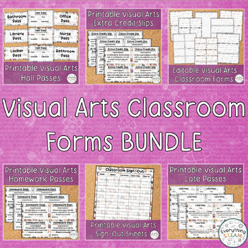 Preview of Visual Arts-Themed Classroom Forms BUNDLE | Art Classroom Forms Bundle