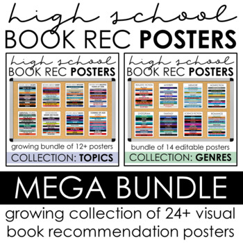 Preview of Visual Book Recommendation Posters: High School -Topics/Genres - MEGA BUNDLE