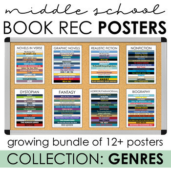Preview of Visual Book Recommendation Posters - Middle School - Genre - BUNDLE