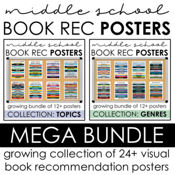 Preview of Visual Book Recommendation Posters Middle School Topics/Genres MEGA BUNDLE